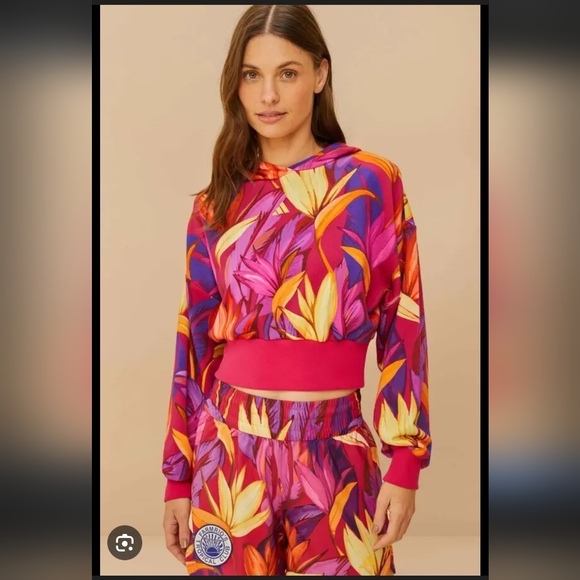 FARM Rio Tops - Farm Rio X Adidas Birds of Paradise Bold Pink Jacket And Shorts Set Size S